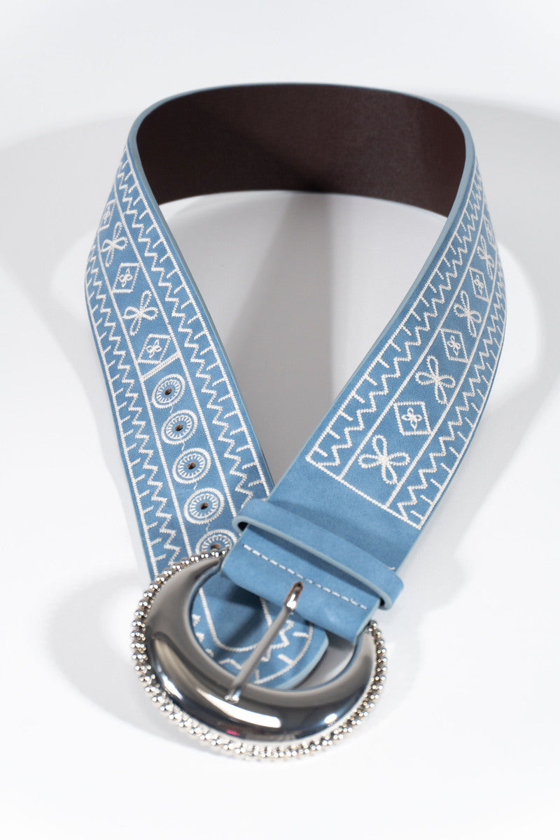 Embroidered Faux Leather Belt - Forever 21