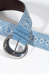 Embroidered Faux Leather Belt - Forever 21