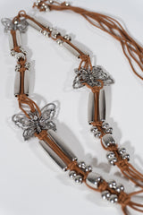 Braided Leather Butterfly Charm Belt - Forever 21