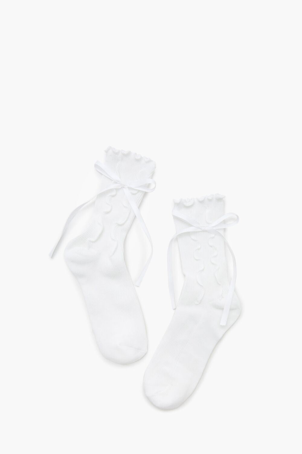 Bow Lettuce-Edge Crew Socks - Forever 21