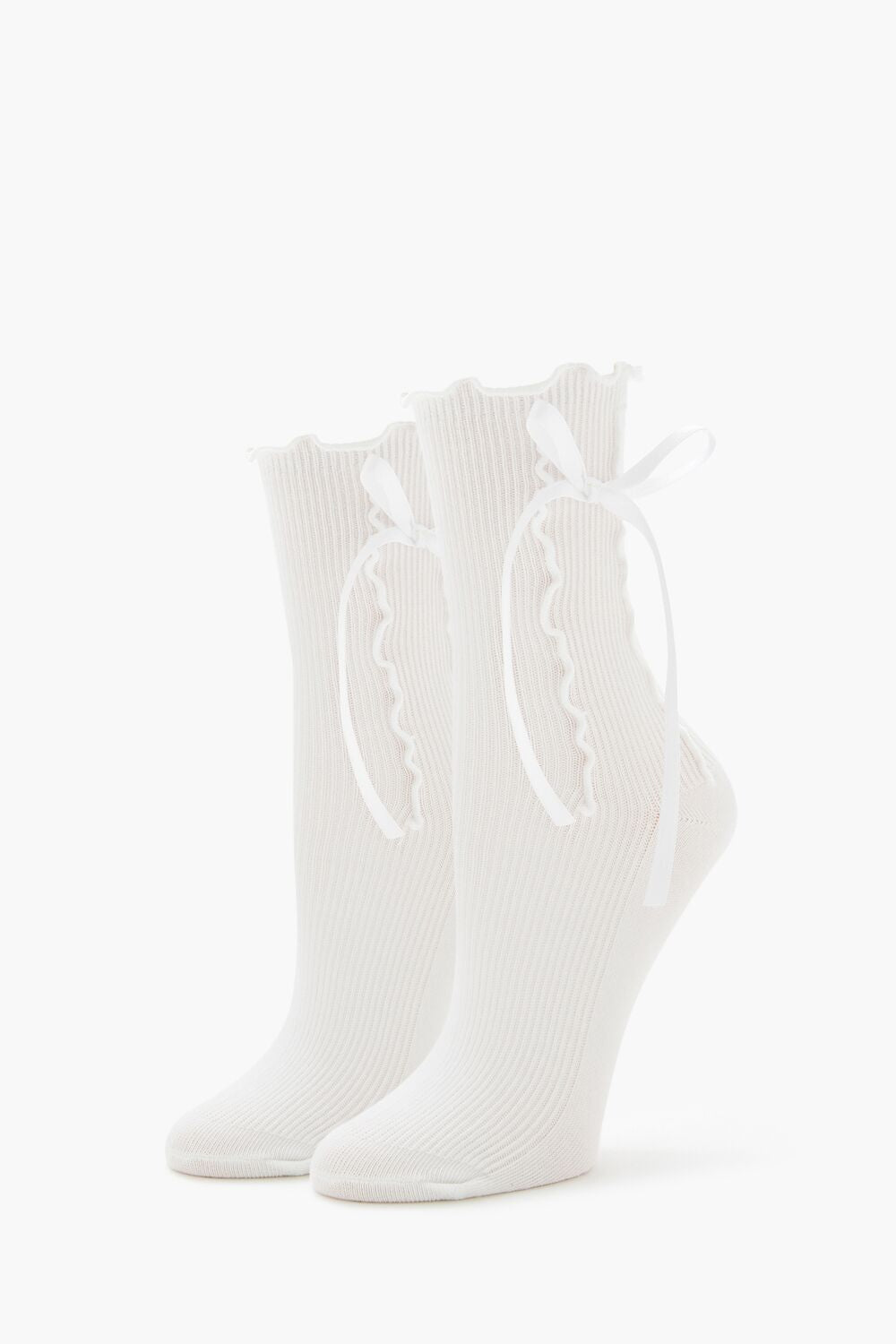 Bow Lettuce-Edge Crew Socks - Forever 21