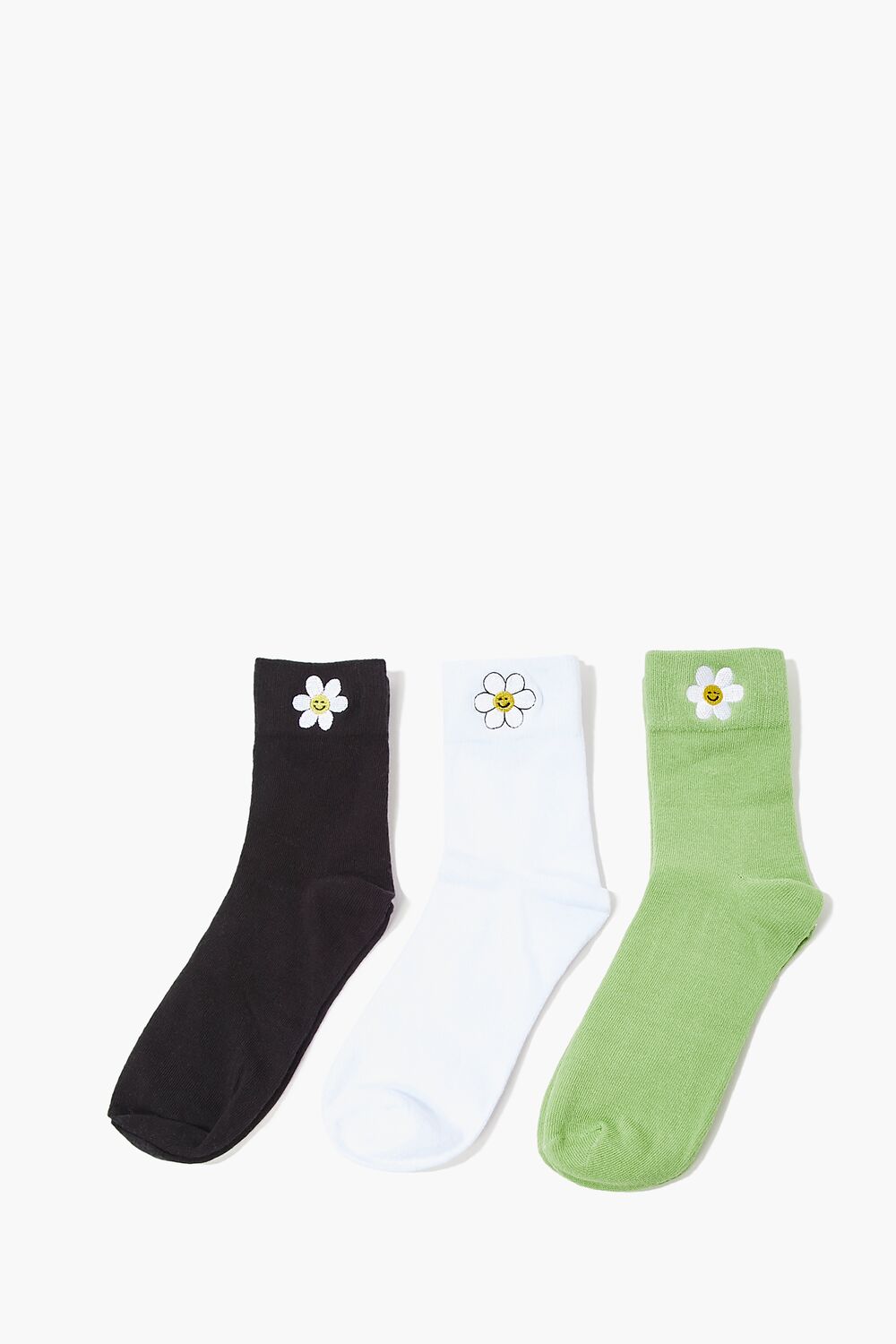 Embroidered Flower Crew Sock Set - 3 pack - Forever 21
